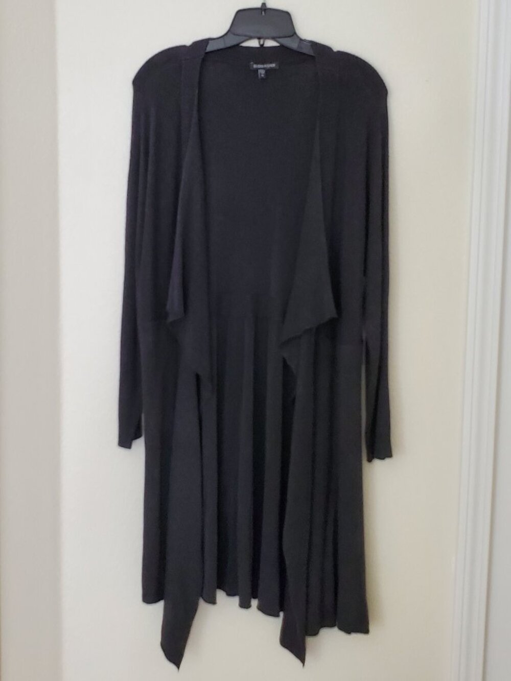 Eileen Fisher Long Cardigan Women XL Gray Open Front Waterfall Italian Yarn Soft